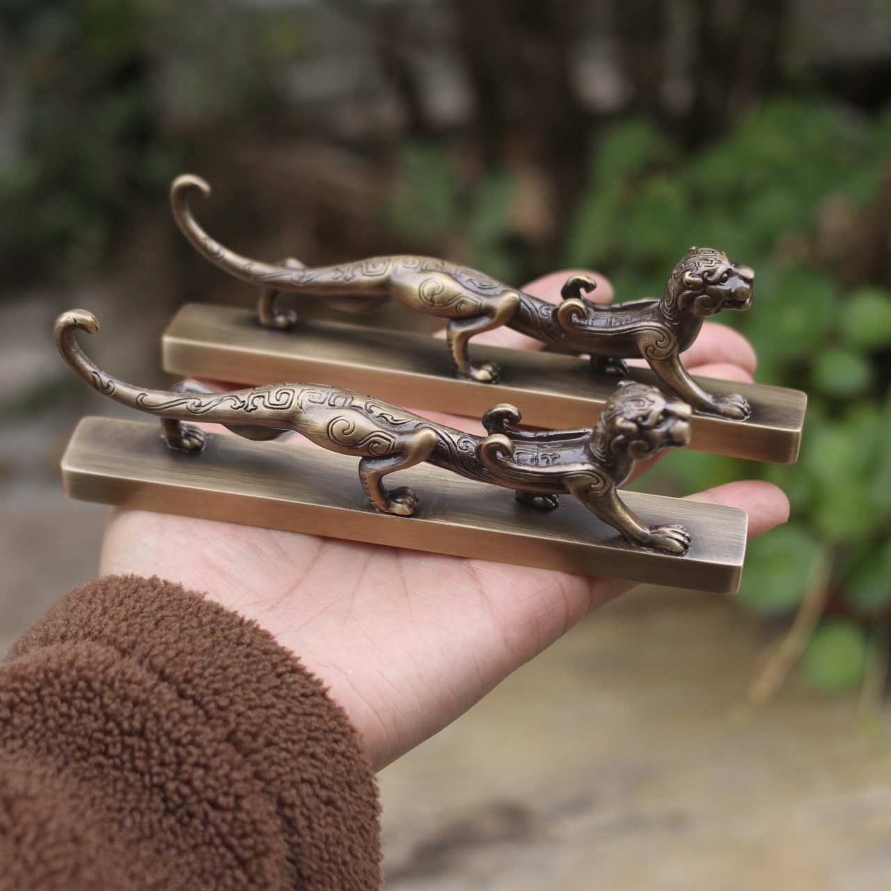 走虎镇纸纯铜镇尺仿古工艺品书房小摆件文房四宝书法笔搁高档送礼