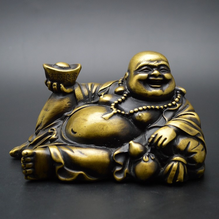 纯铜车载弥勒佛摆件汽车佛像全铜济公中控台装饰品铜器工艺品礼品