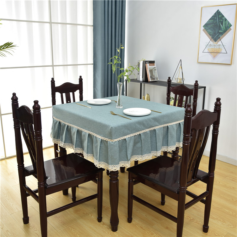 素纯色防滑仿棉麻布艺餐桌台布