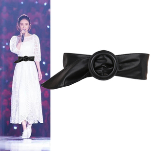 小众设计感皮包扣宽腰带女黑色简约女士腰封装 饰外套裙子百搭皮带