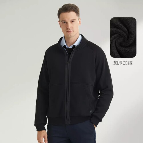 诺帝卡立领针织正装外套保暖夹克