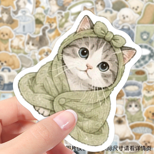 108贴卡通小猫小狗萌宠素材贴纸可爱猫咪狗狗儿童玩具防水不干胶