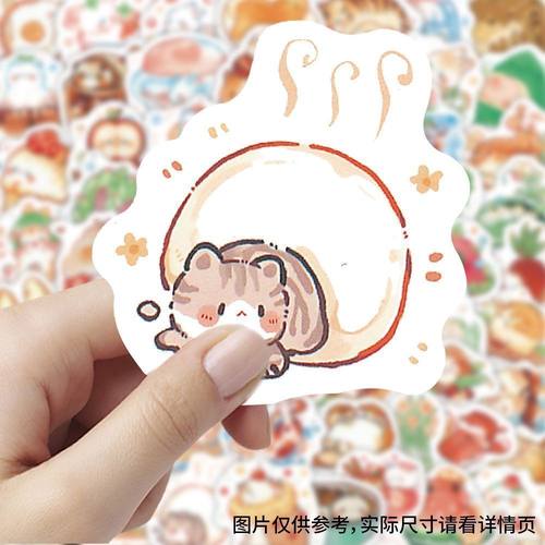 新款动物食物可爱卡通贴纸ins笔记本手机手账装饰diy防水贴画
