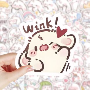 218张韩系眠眠兔贴纸卡通可爱儿童女孩手账素材装 饰标签贴画防水