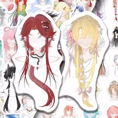 156张oc发型参考绘画素材贴纸二次元人设手账diy周边装饰贴画笔记