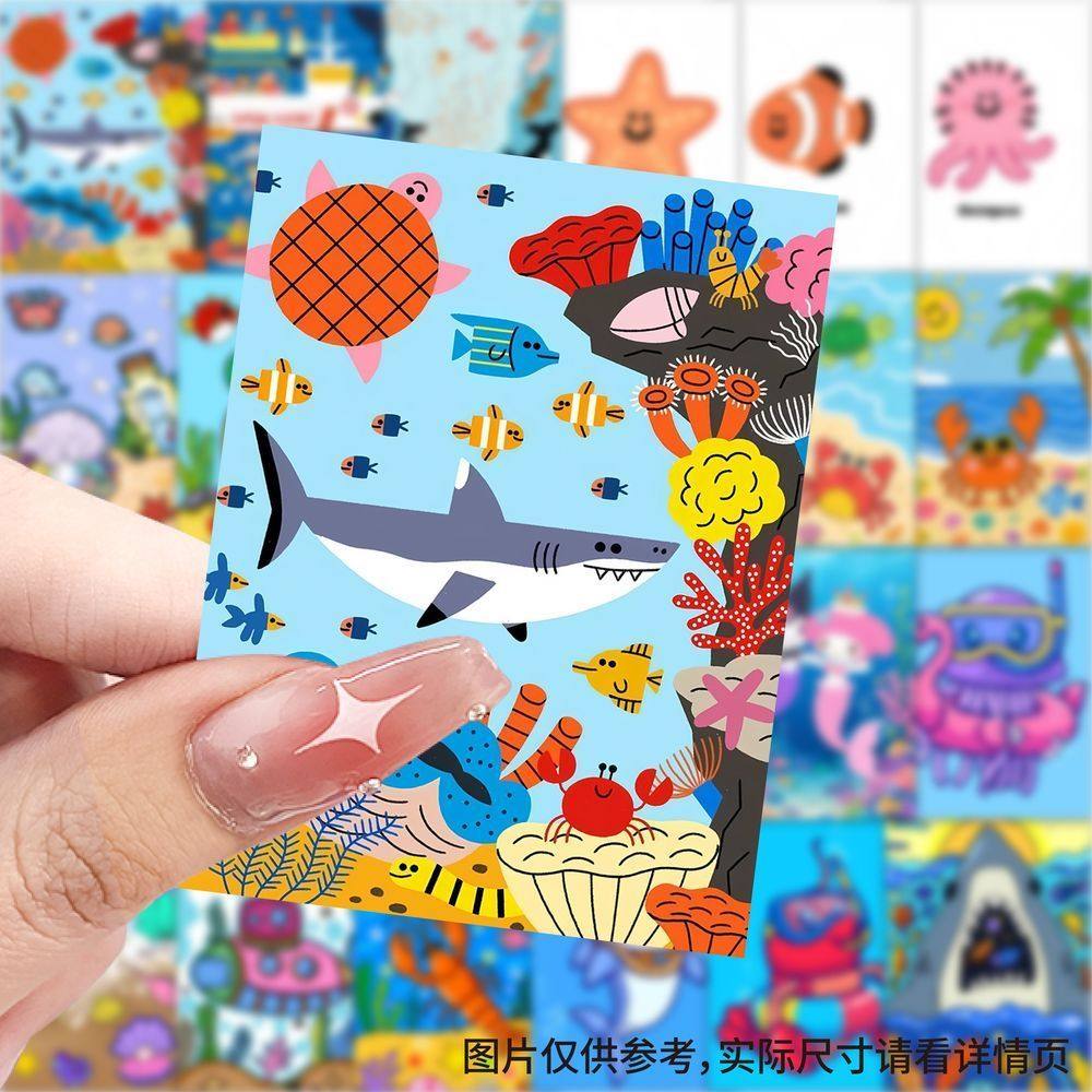 儿童涂鸦简笔画海底世界创意可爱卡通手账贴纸装饰笔记本diy贴画