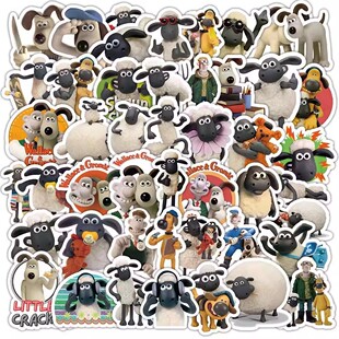 180张小羊肖恩贴纸卡通动画可爱小绵羊表情包diy玩具装饰防水贴画