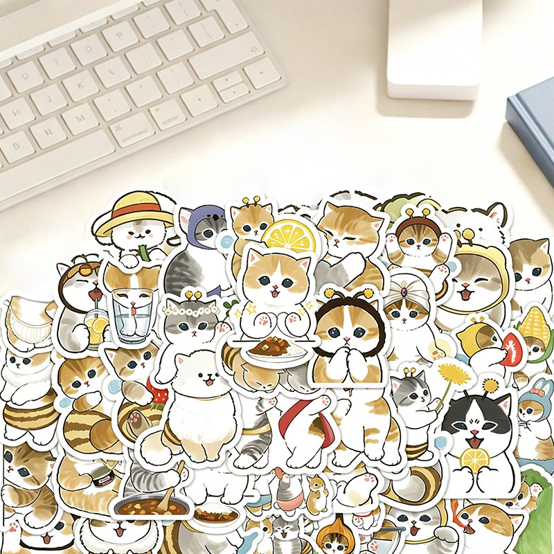 日系小猫贴纸卡通手绘涂鸦插画可爱猫咪图案个性装饰不干胶防水贴