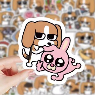 320张比格多栋贴纸暹罗厘普粉兔秀珍鹈鹕小河胡萝卜卡通装饰贴画