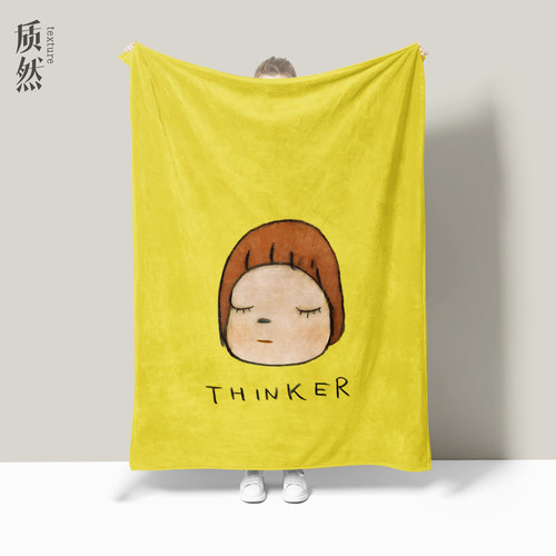 奈良美智个性小女孩办公室午休毯艺术法兰绒毯披肩午睡毯空调盖毯
