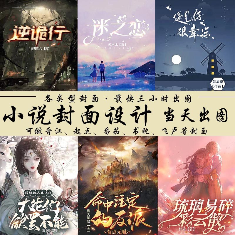 小说封面设计各类型封面设计当天出图可做晋江起点番茄书耽飞卢