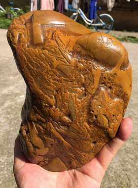 赣江信江籽料水冲黄蜡石细蜡碧玉磨砂胶蜡冻蜡金纹手把件摆件造型