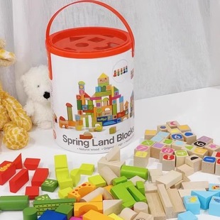 [官方正品]可来赛Classic World彩色花园木质积木 桶装儿童玩具1+
