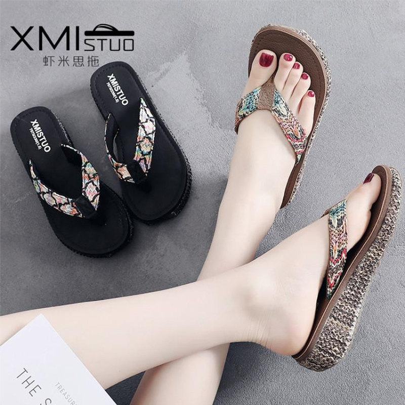 新款坡跟涼拖鞋女夏外穿厚底海邊防滑沙灘鞋中跟時尚夾腳人字拖鞋在類目 女鞋, 拖鞋, 人字拖中 - 來自Buy2taobao.com提供專業的淘寶代購服務