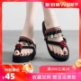Dép cao gót mới mùa hè nữ mang bộ chân dép phong cách dân tộc retro bên bờ biển dày đáy dép chống trượt - Dép sandal nữ đi học