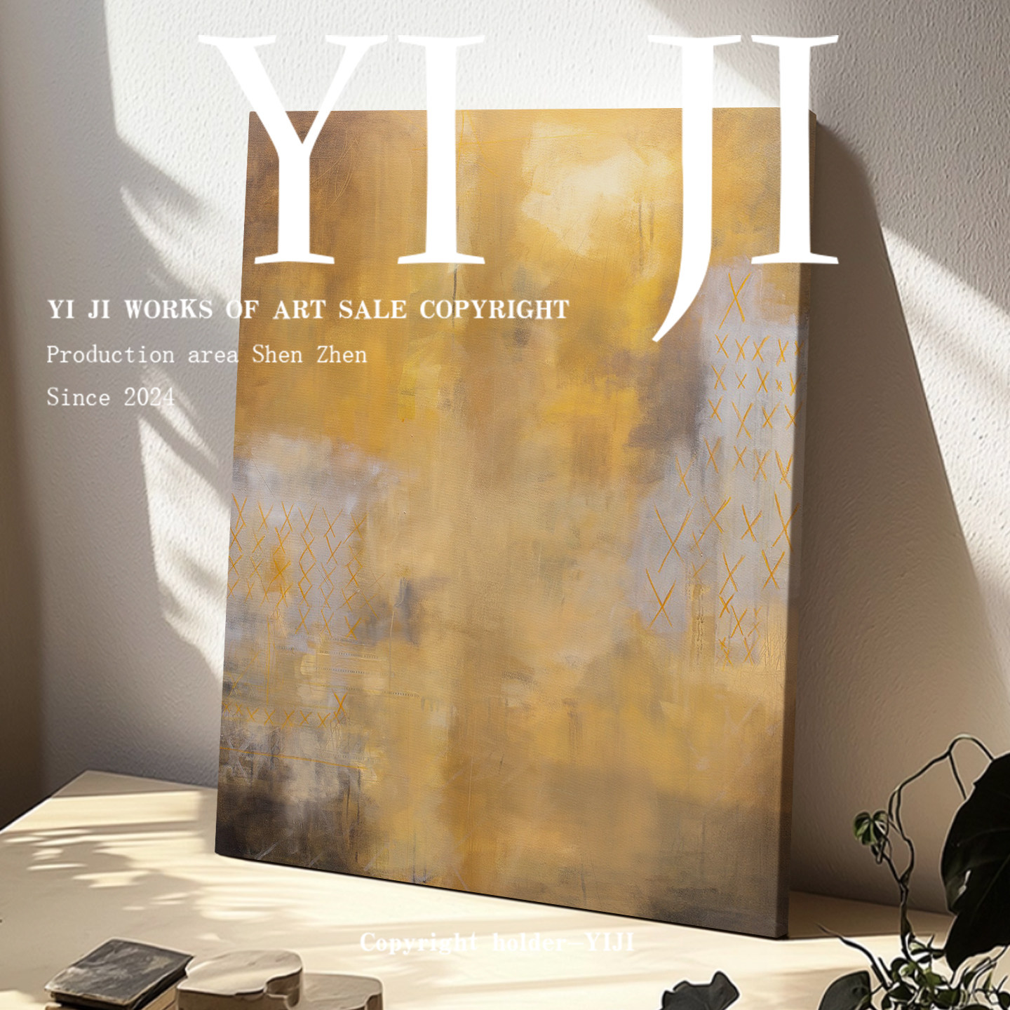 YJ.ART原创手绘《煦纹秘语》现代装饰艺术客厅卧室书房肌理挂画
