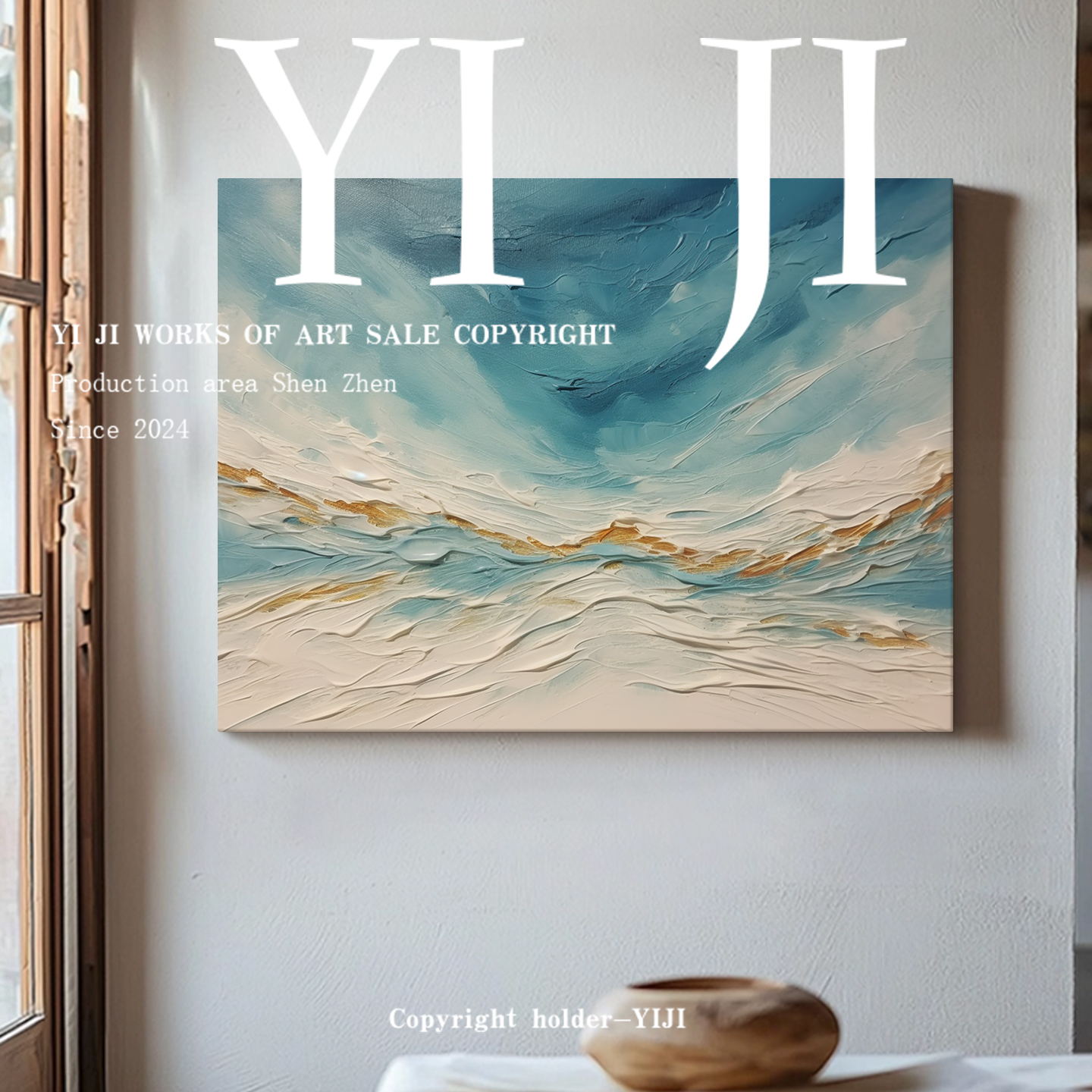 YJ.ART原创手绘《砂忆溯痕》轻奢风高级感抽象肌理卧室餐厅装饰画