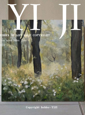 YJ.ART原创手绘《新枝绿野》现代奶油风治愈系卧室艺术餐厅装饰画