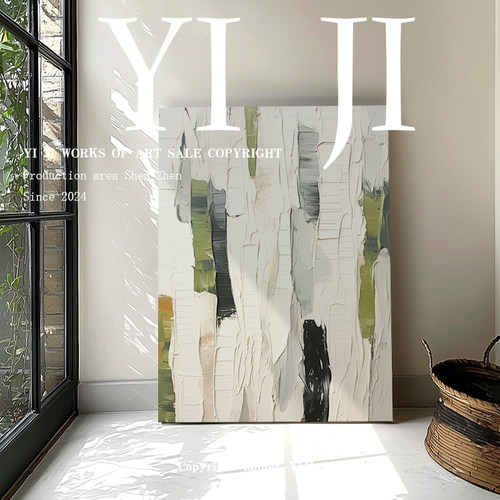 YJ.ART原创手绘《谐序》侘寂风入户装饰画极简设计师抽象艺术油画