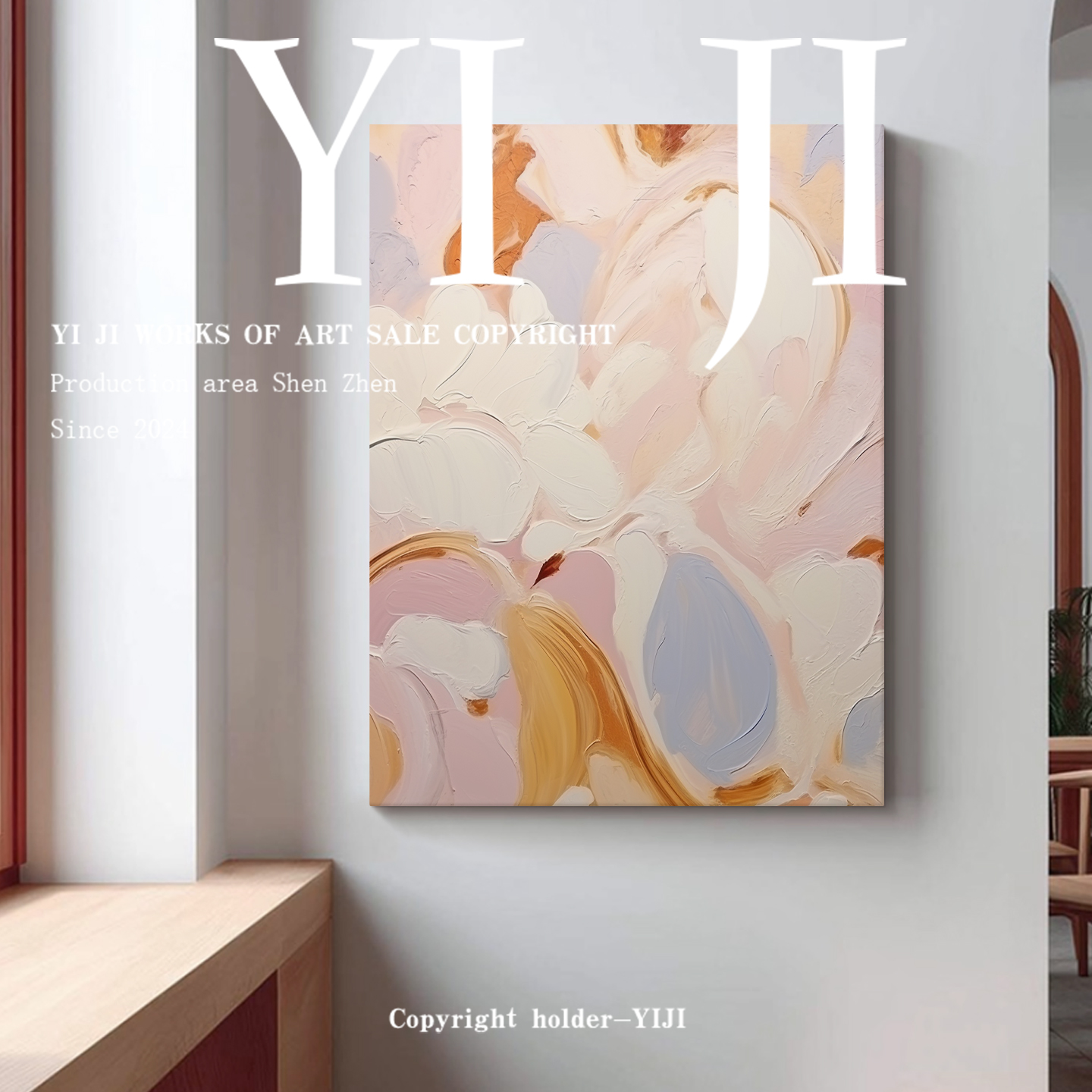 YJ.ART原创手绘《蜜絮》法式奶油风治愈少女系高级感客厅卧室挂画