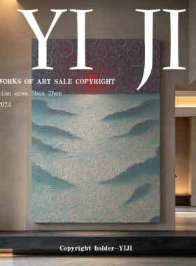 YJ.ART原创手绘《瑞气聚心》中古风高档现代氛围卧室小众餐厅挂画