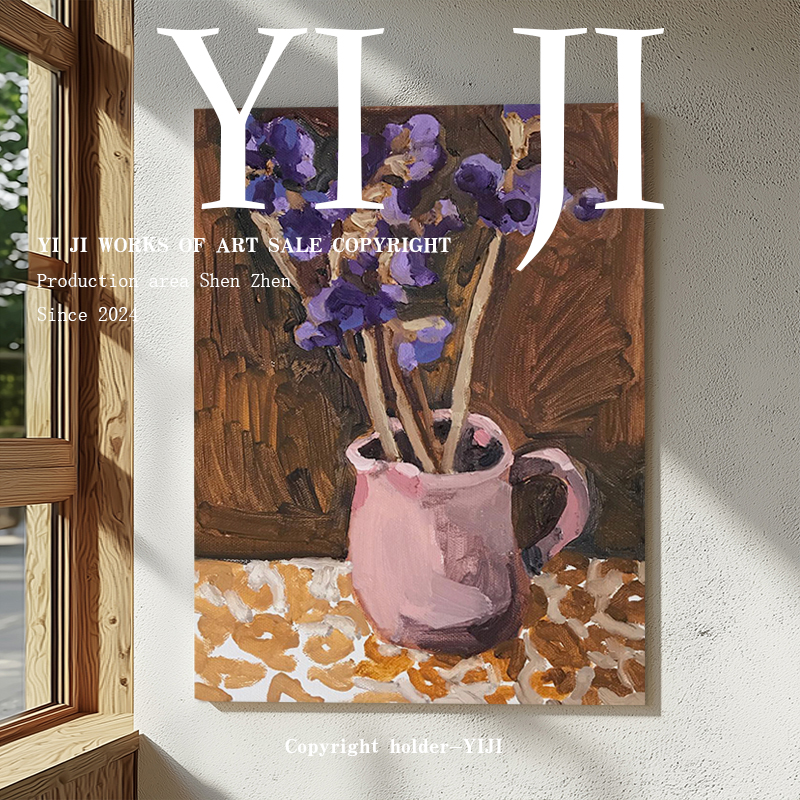 YJ.ART原创手绘《平察诏安》现代简约楼梯装饰画餐厅立体肌理油画图片