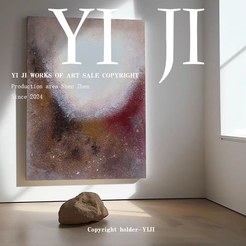 YJ.ART原创手绘《耀阳》现代简约走廊装饰画立体书房高级艺术油画图片