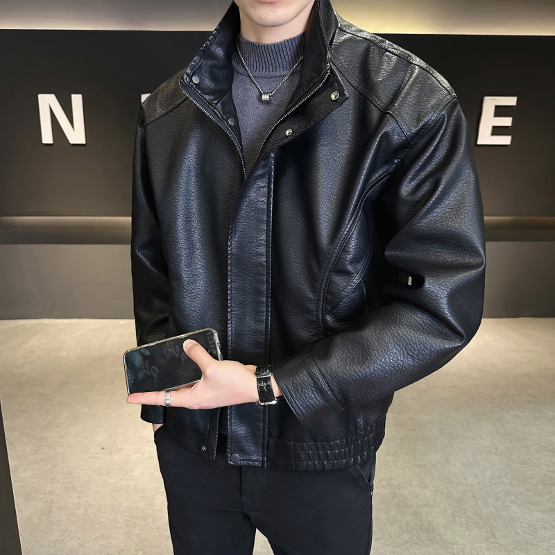 美式复古皮衣外套男款秋季立领潮流男装2026新款短款修身痞帅夹克