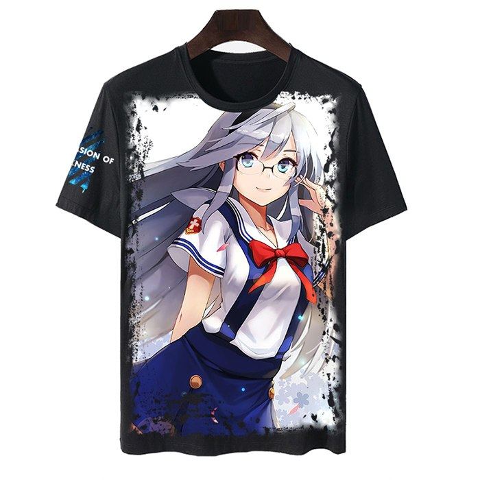 clannad 团子大家族 古河渚 黑色短袖T恤周边夏季男女衣服装学生