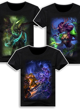 魔兽世界 夏季男女大人儿童衣服 黑色短袖T恤打底衫周边