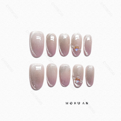 紫猫眼珍珠光泽显白高级感穿戴甲