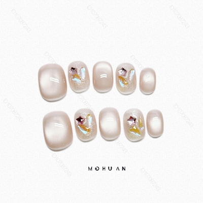 纯手工穿戴甲2025新款春夏裸粉