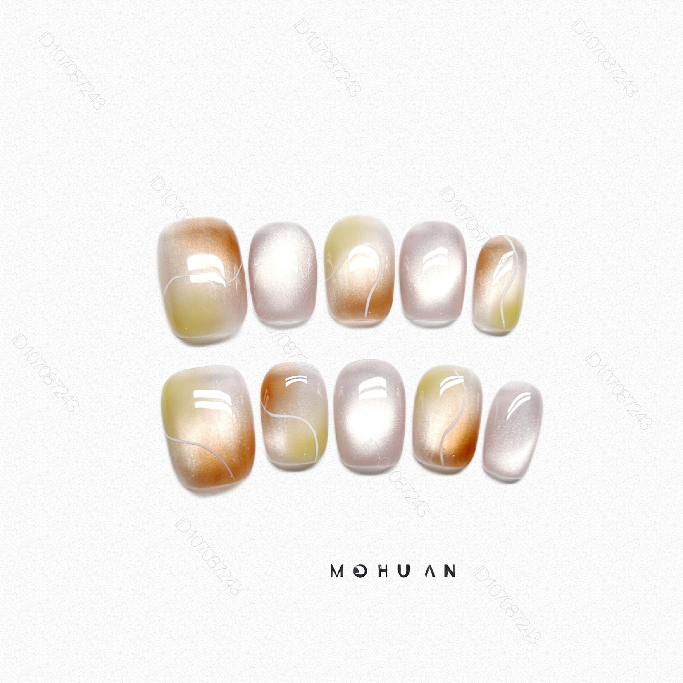 纯手工穿戴甲五彩晕染猫眼显白美甲贴片小众ins个性高级感甲片贴