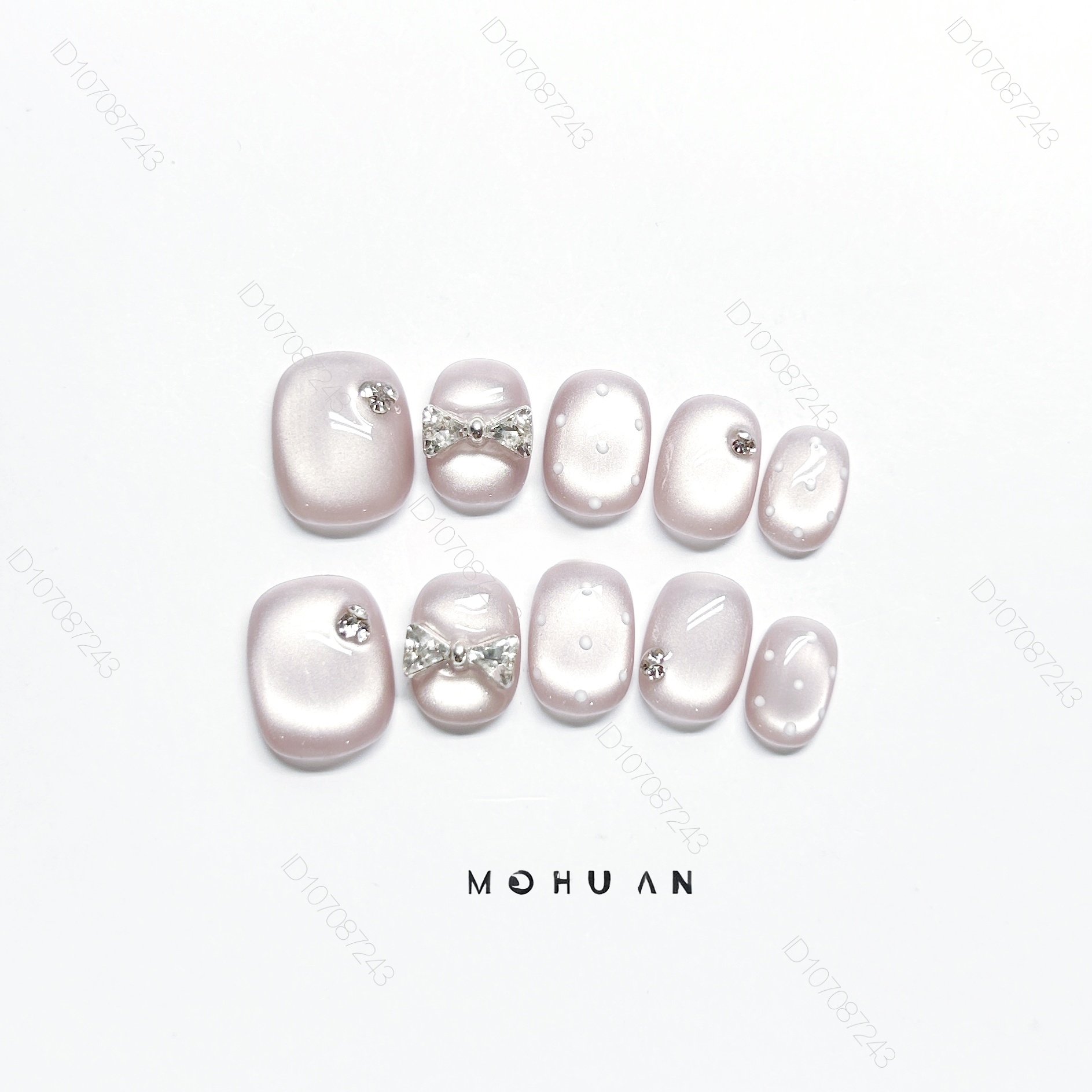 纯手工穿戴甲2025新款猫眼裸粉