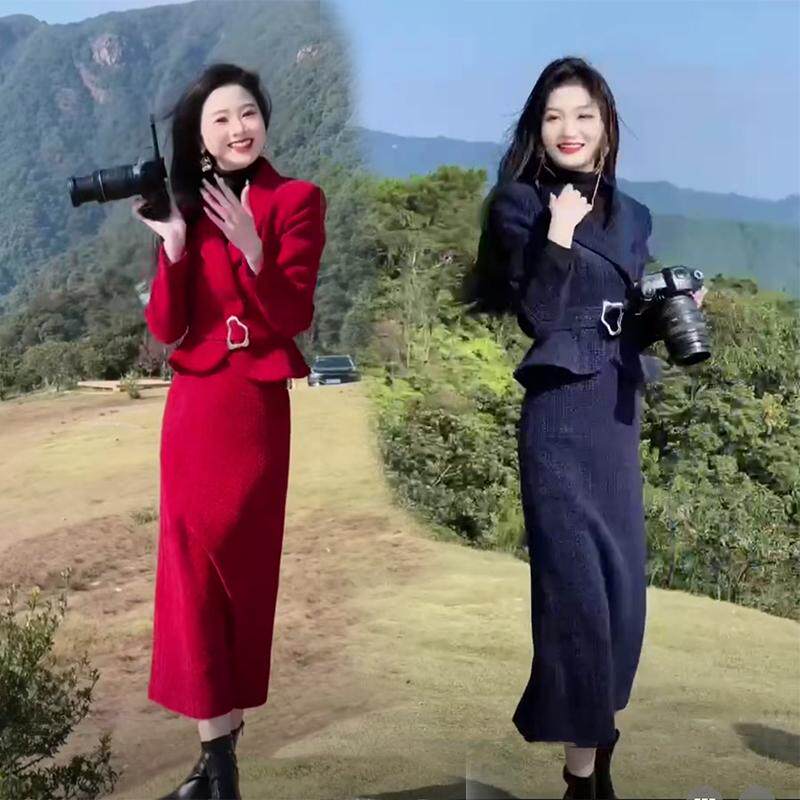 秋冬高端网红爆款毛呢西服套装裙