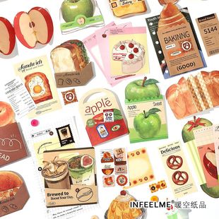 Infeel.Me古早风美食diy手帐素材包新鲜卖场第二弹机关便签贴纸