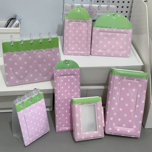 可爱粉色草莓波点卡套人生四格卡套3寸小卡收纳册拍立得卡册挂件