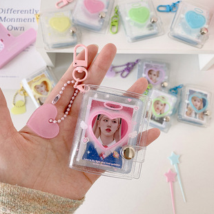 韩版2寸卡册追星迷你卡包爱心大头贴相册小卡收纳少女钥匙扣挂件