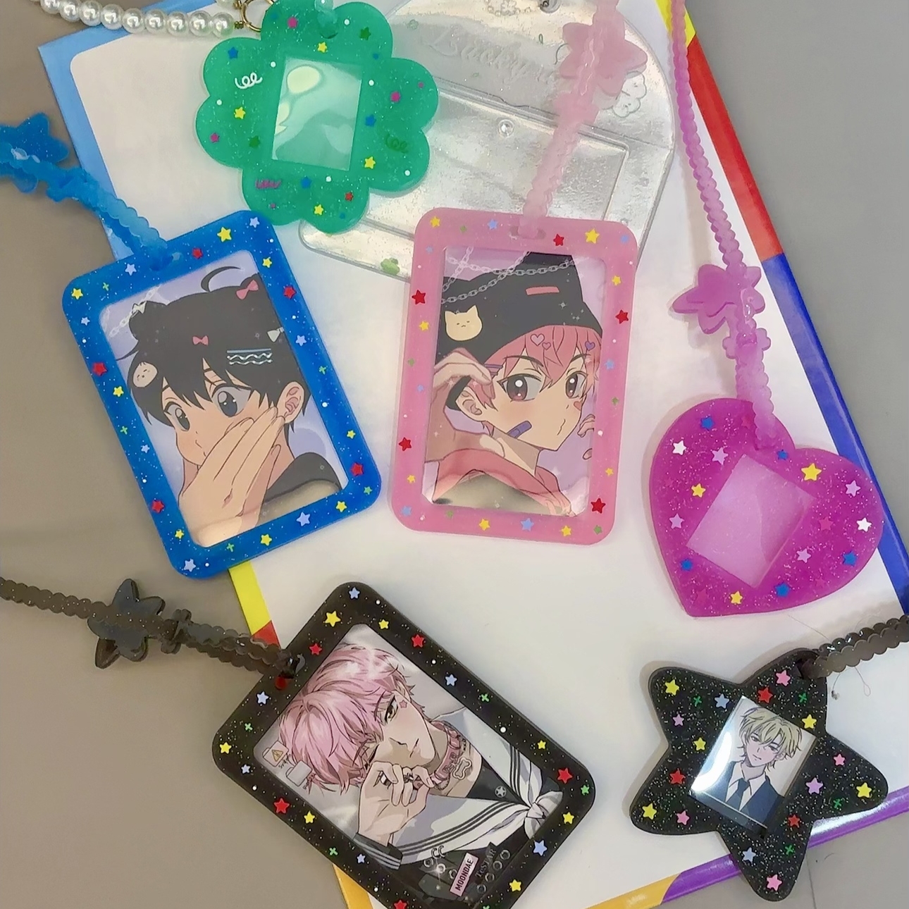 闪粉星星硅胶卡套3寸1寸ins风