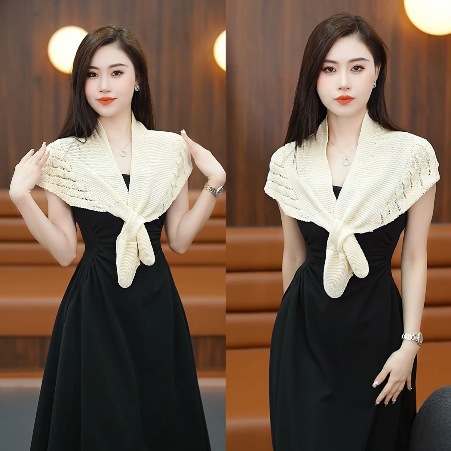 针织小披肩减龄鱼尾纹外搭小披肩名媛风春夏护颈椎空调房搭肩围脖