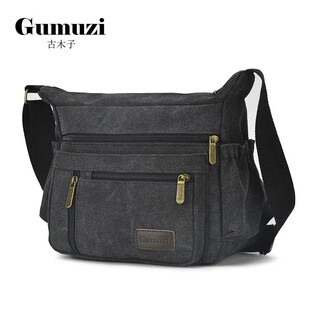 古木子男包帆布单肩背包男士斜挎包结实帆布袋大容量工具包iPad包