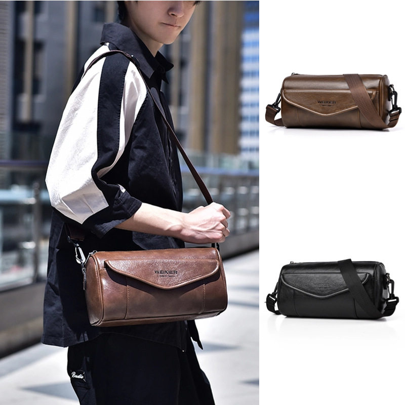 维希尔新款男士高级感斜挎包大容量单肩包通勤男款挎包一包多用包