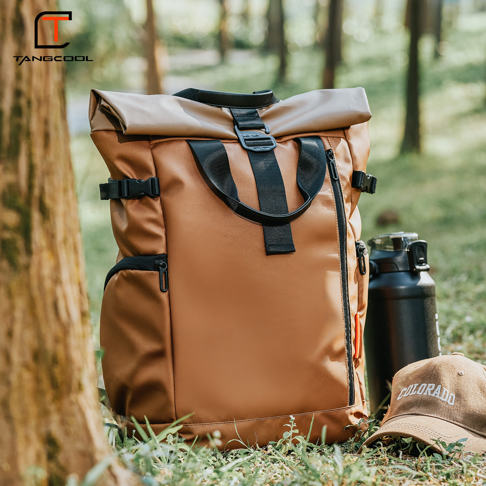 TANGCOOL唐酷新款双肩包男时尚潮流电脑背包休闲大学生书包高级感