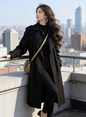 呢子大衣女中长款2026新款黑色修身气质赫本小个子毛呢外套女秋冬