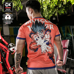 潮牌训练服装 男士 健身运动半袖 肌肉杀手悟空龙珠网眼冰丝透气短袖