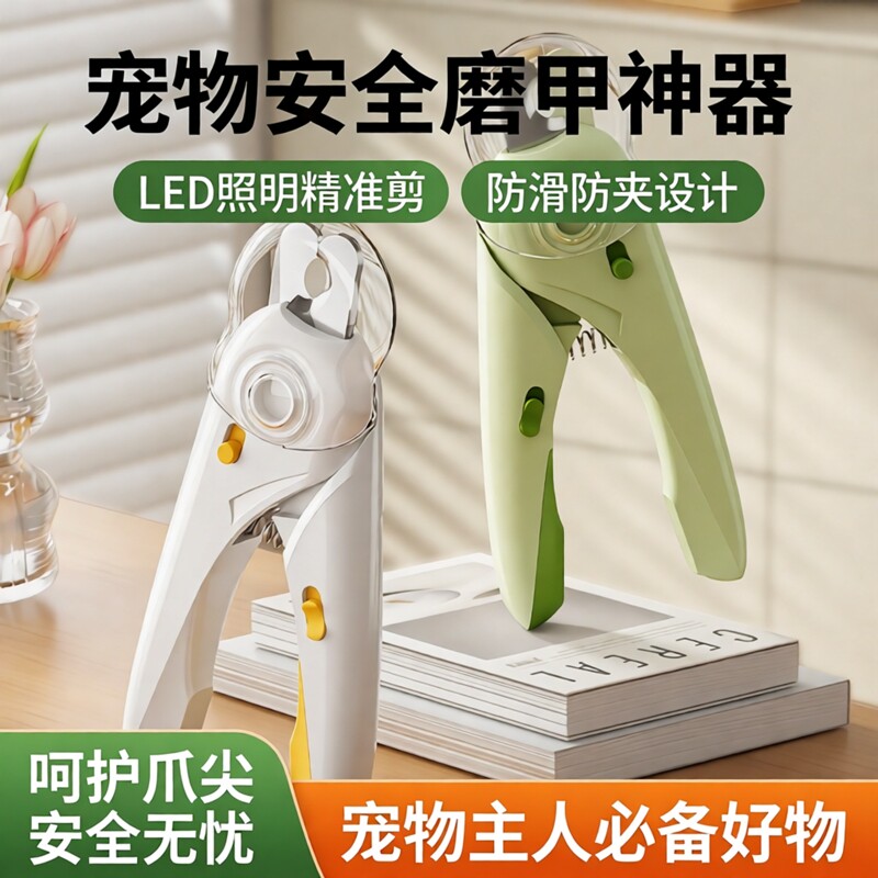 猫指甲剪猫咪剪狗狗宠物刀钳兔子小狗LED剪刀磨甲器小型犬用品