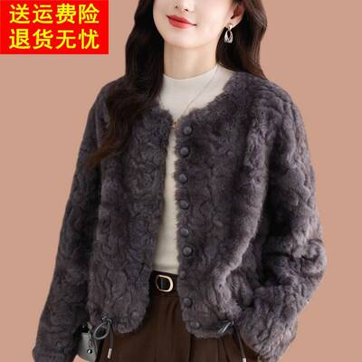 皮毛一体2025新款爆款小个子海宁皮草外套女年轻款简单仿貂毛毛厚