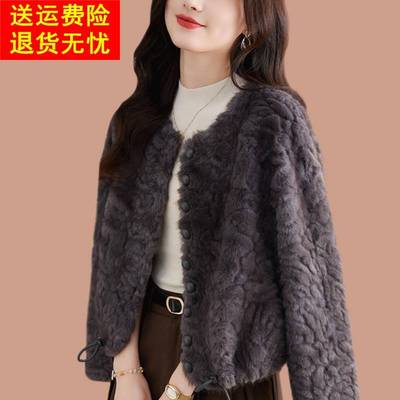 皮毛一体2025新款爆款小个子时尚海宁皮草外套女年轻款仿貂毛毛厚