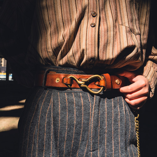 意大利头层牛皮黄铜美式复古皮带