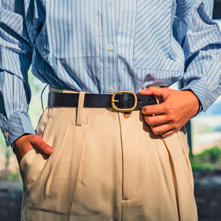 复古头层牛皮腰带新款 皮带男女士 手工真皮针扣百搭简约休闲牛仔裤